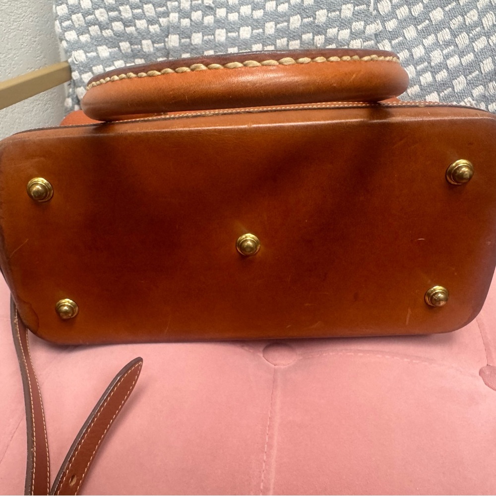 Dooney & Bourke Pebble Leather Satchel in Cognac Brown with Gold Hardware - Picture 17 of 17